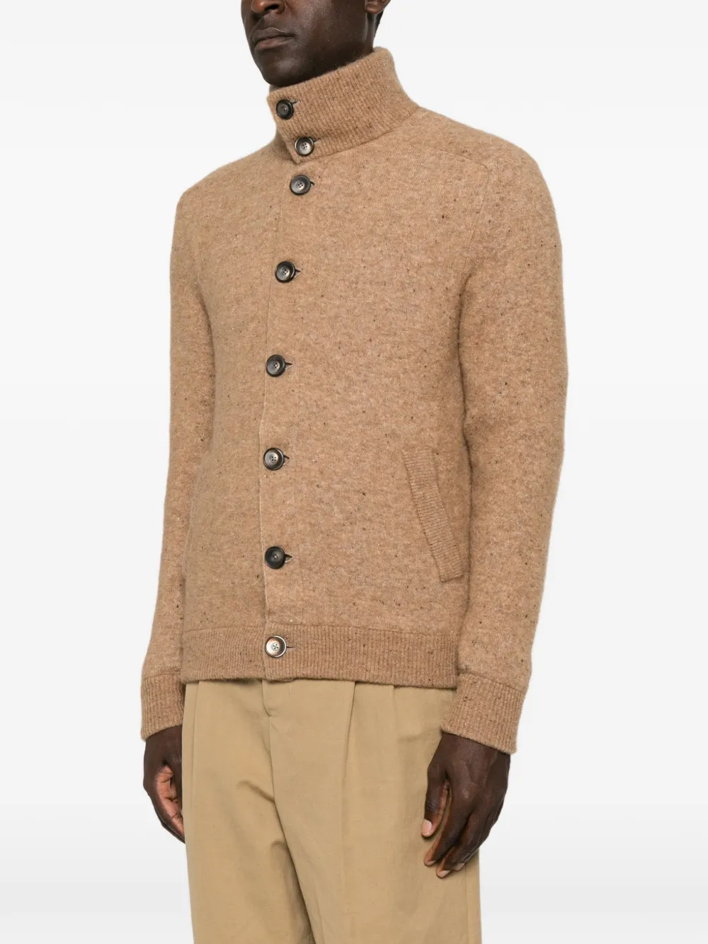 Herno Vest met knoopsluiting en hoge hals Bruin