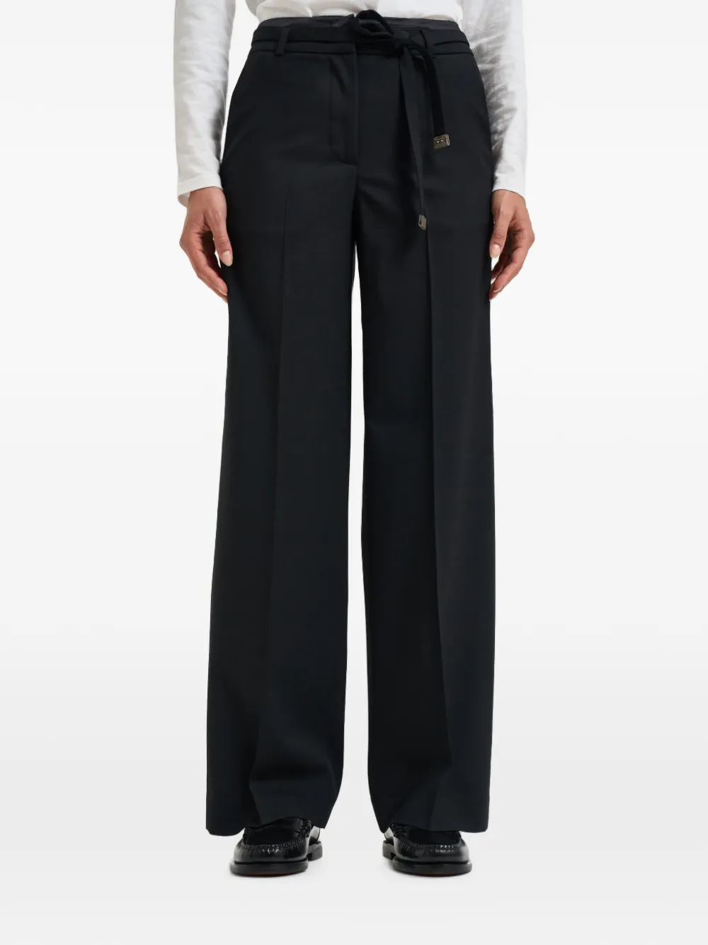 Peserico Geplooide broek met ceintuur Zwart