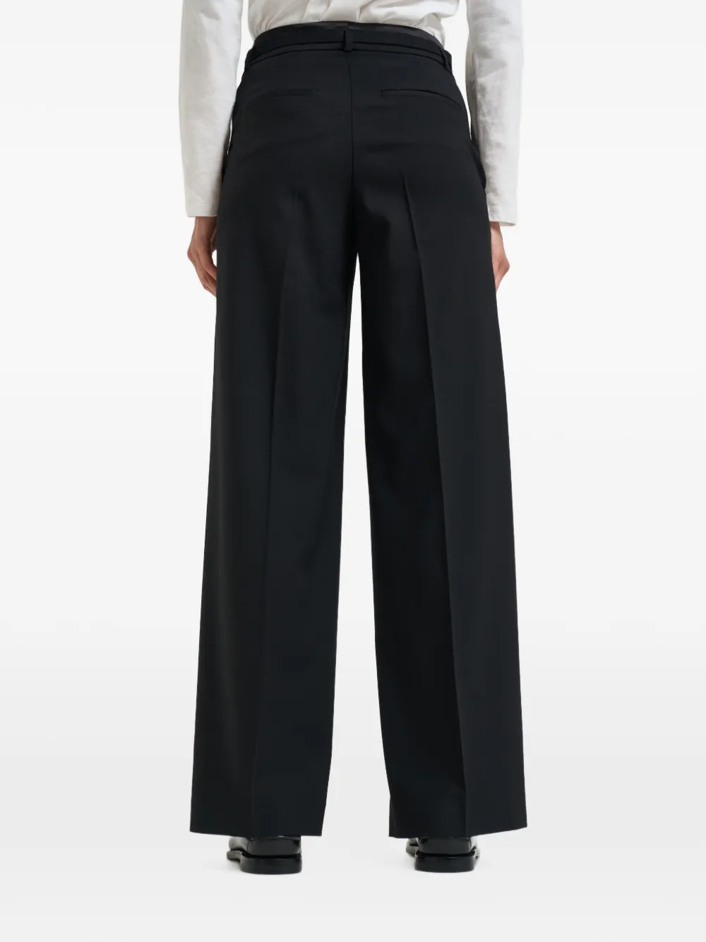 Peserico Geplooide broek met ceintuur Zwart