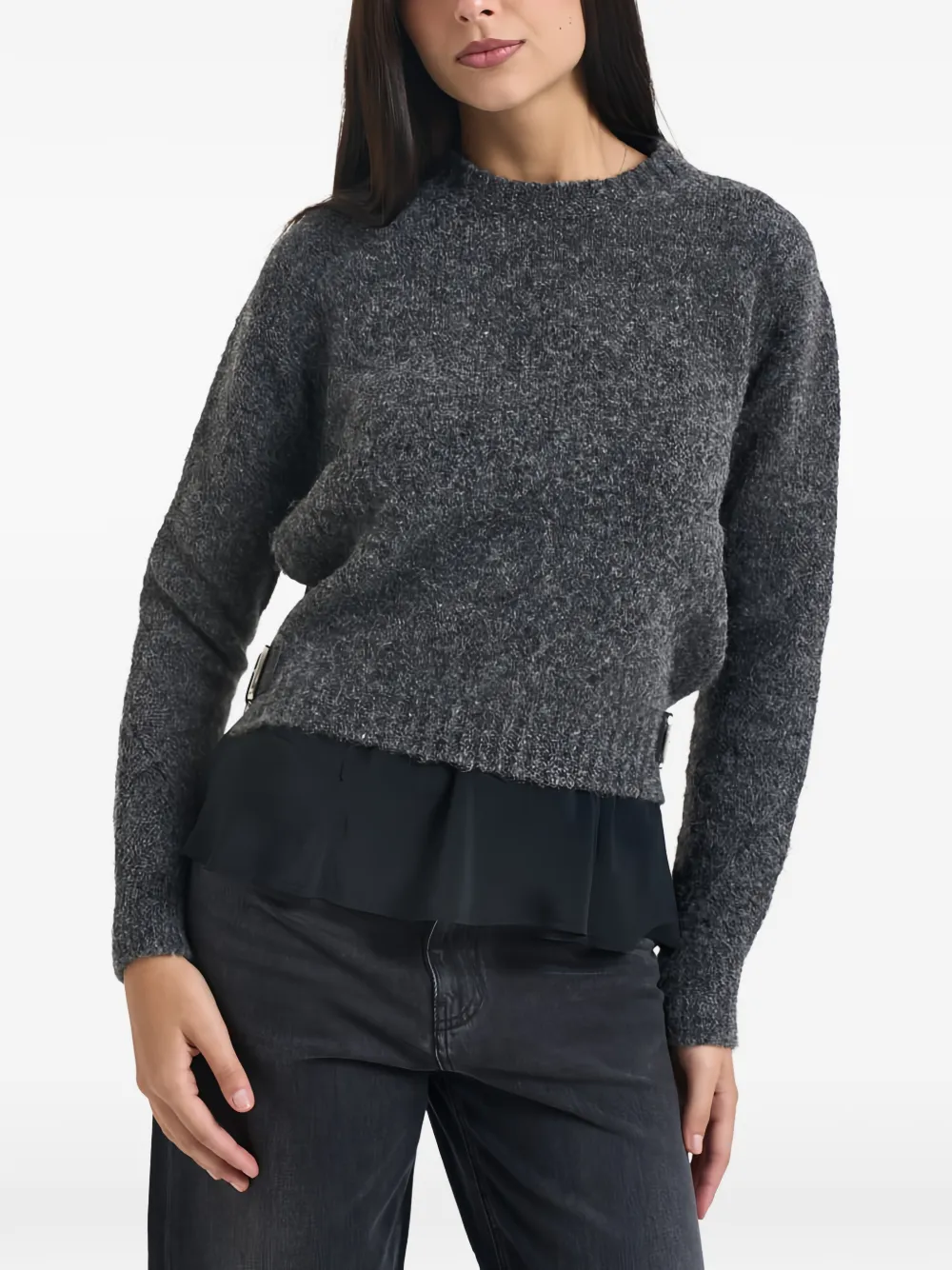 Semicouture buckle-detail layered sweater Grijs