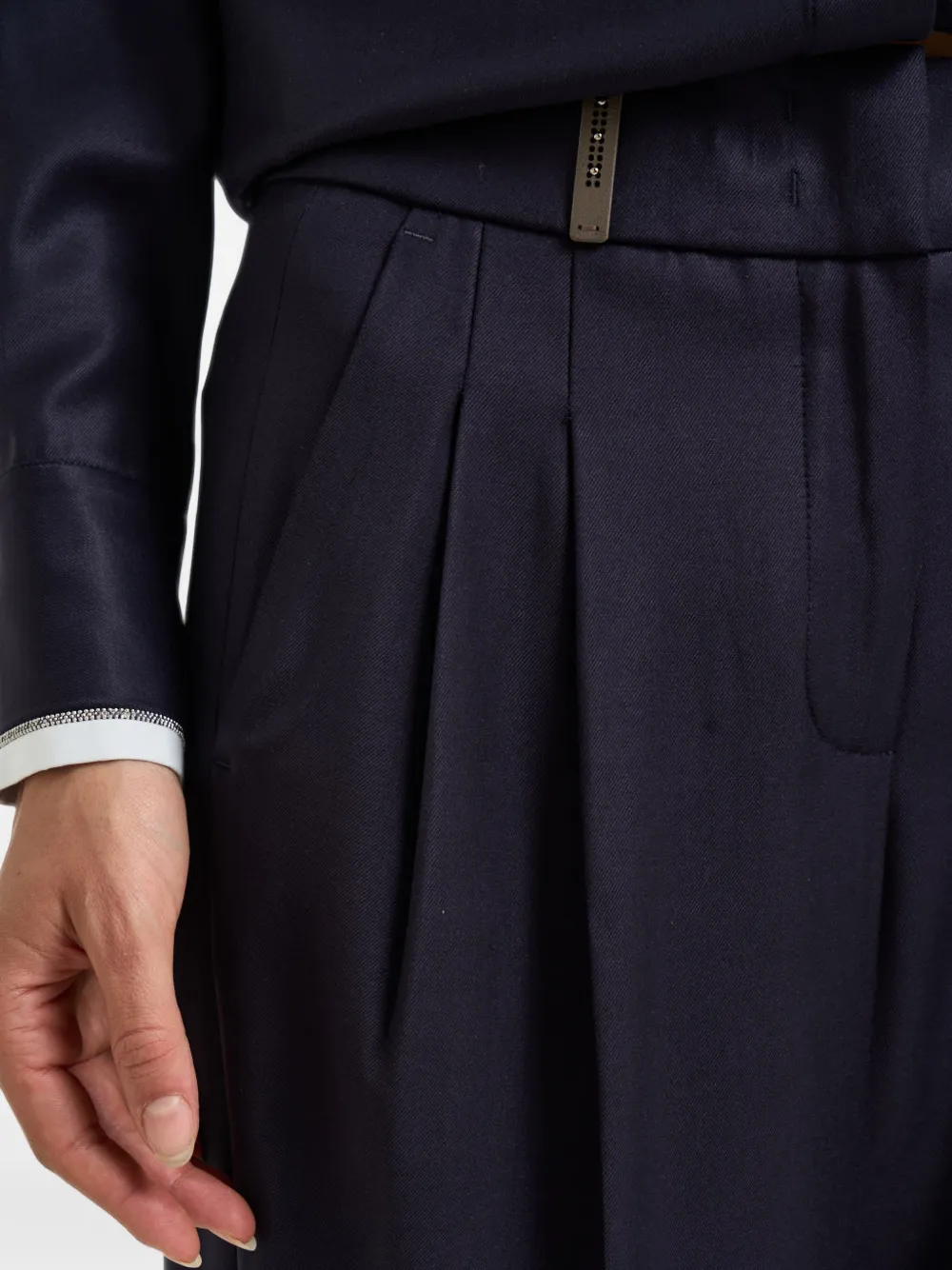 Peserico Geplooide broek met omgeslagen pijpen Blauw