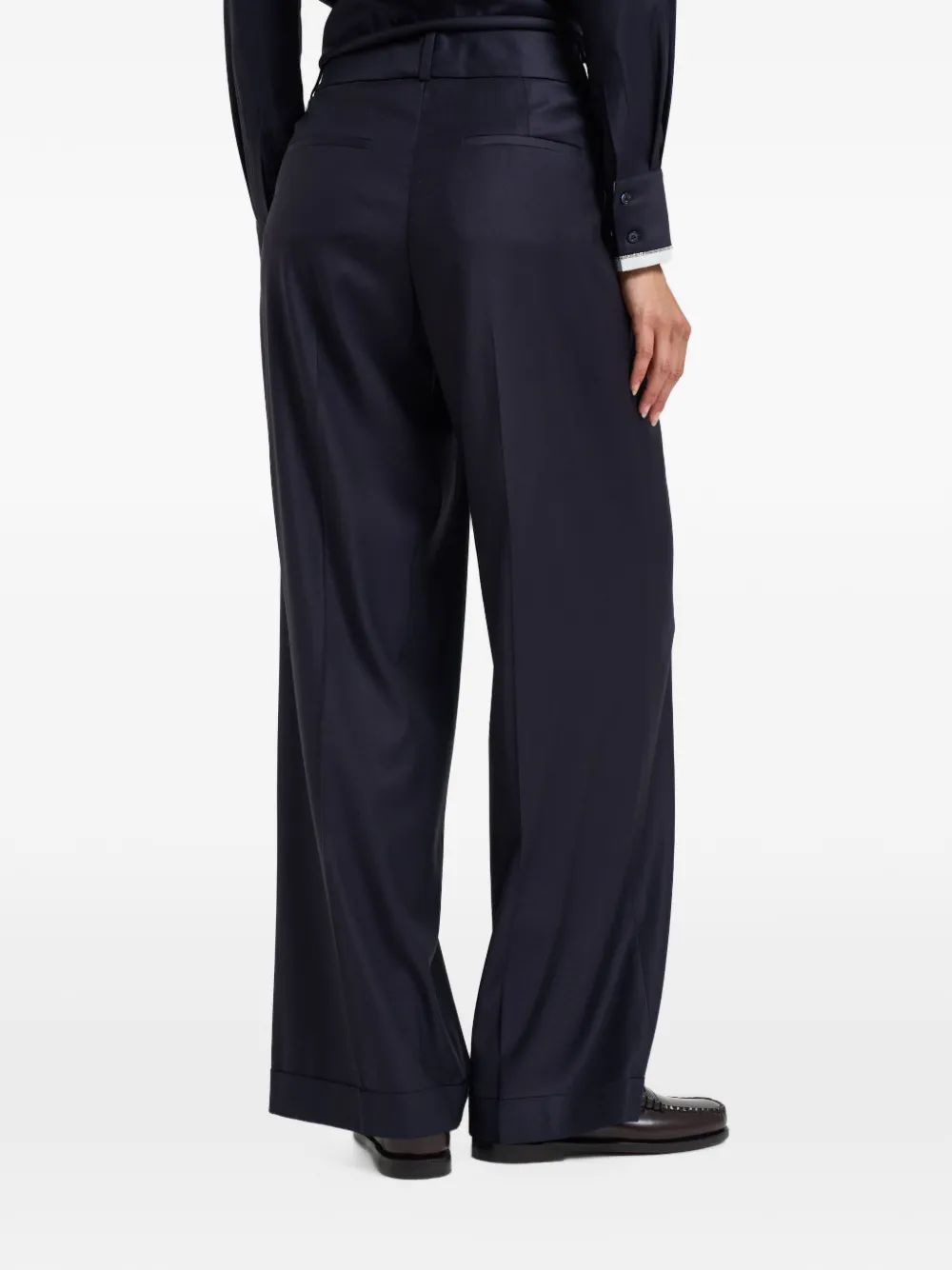 Peserico Geplooide broek met omgeslagen pijpen Blauw