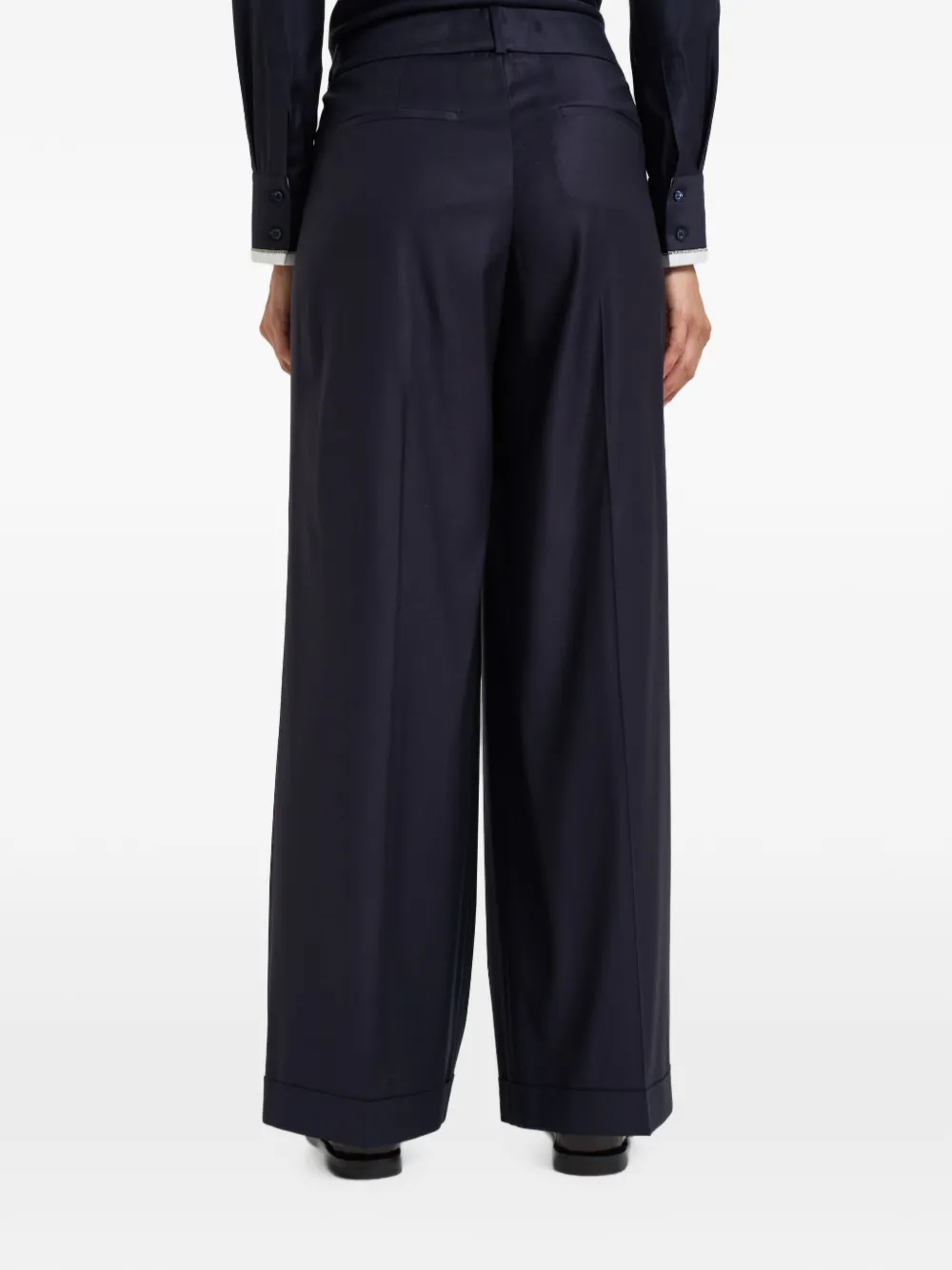 Peserico Geplooide broek met omgeslagen pijpen Blauw