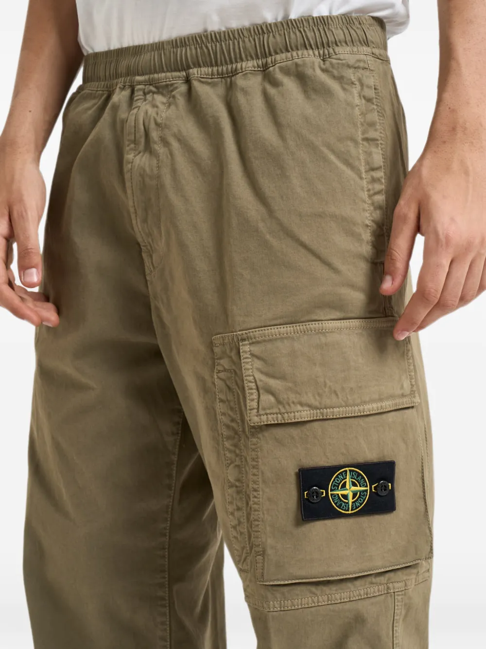 Stone Island 3100036 stretch-katoenen twill joggingbroek van biologisch katoen Beige