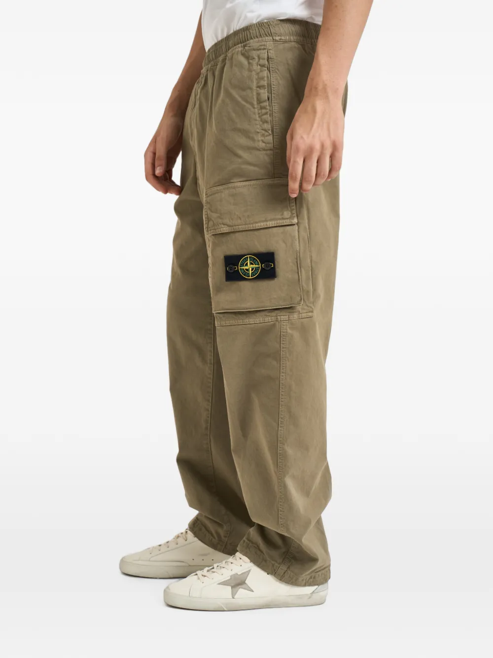 Stone Island 3100036 stretch-katoenen twill joggingbroek van biologisch katoen Beige