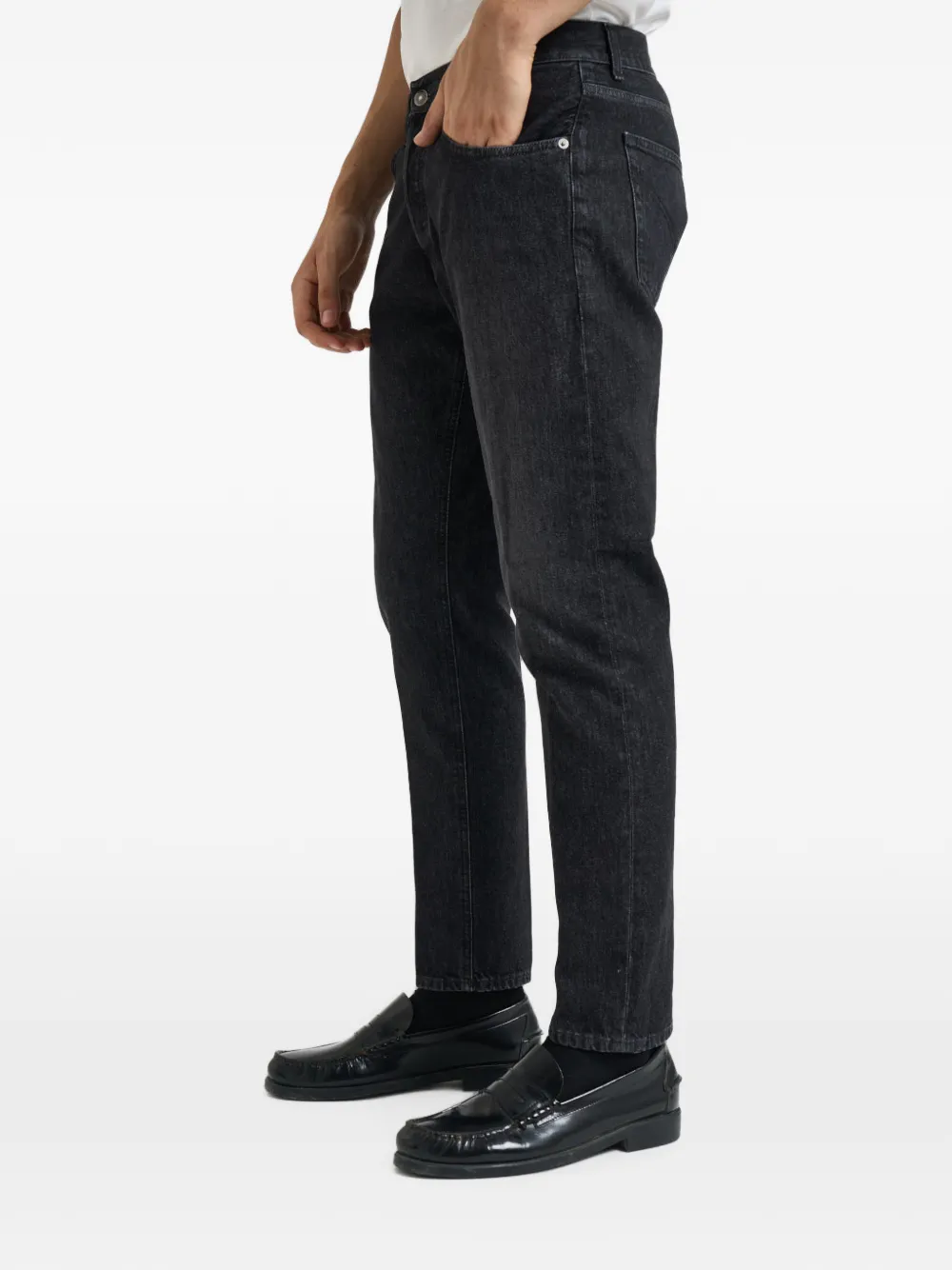 DONDUP Straight jeans met logoplakkaat Zwart