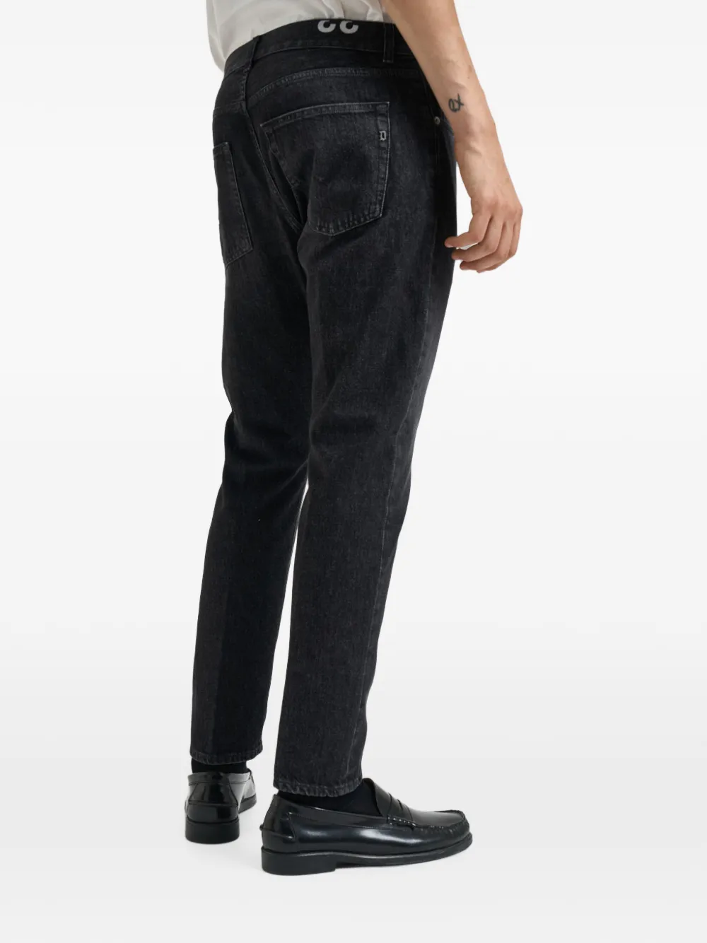 DONDUP Straight jeans met logoplakkaat Zwart