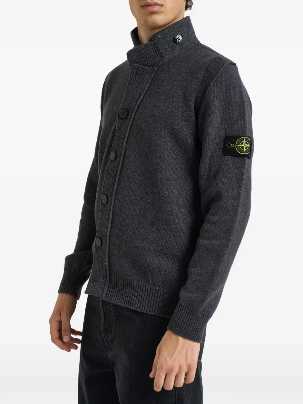 Stone Island Trui met Compass-patch en knopen Grijs