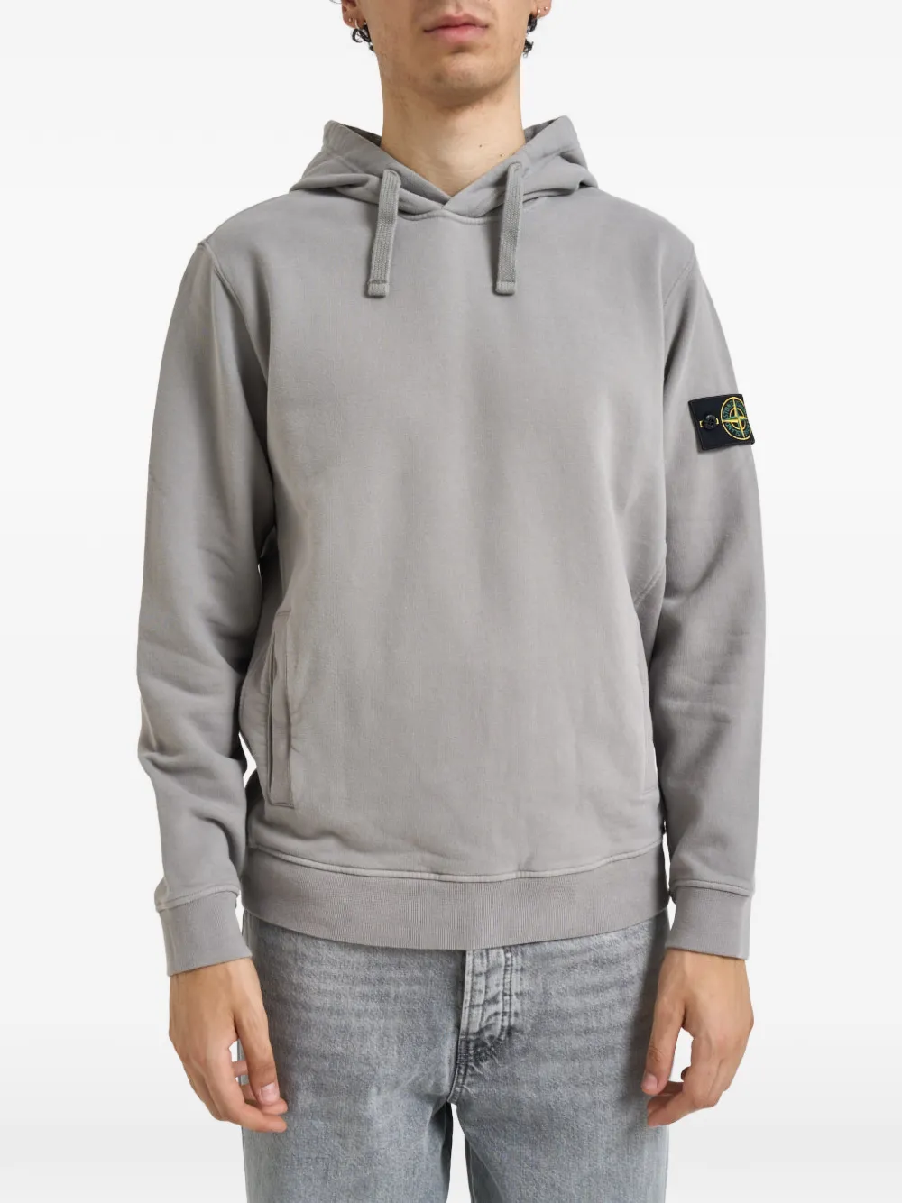 Stone Island 6100048 geborstelde sweater van biologisch katoen en fleece Grijs