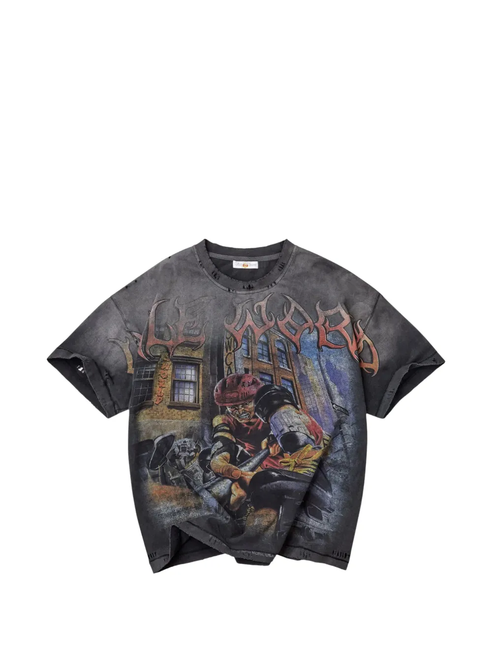 Vale Graphic-print Distressed T-shirt In Gray