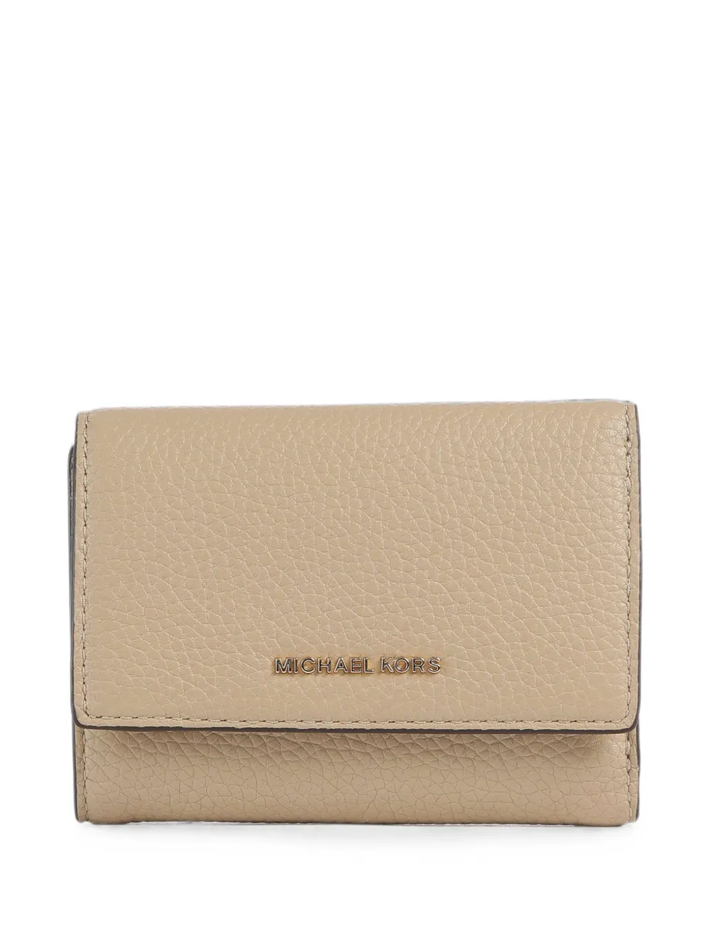 Michael Kors Grained-leather Trifold Wallet In Nude