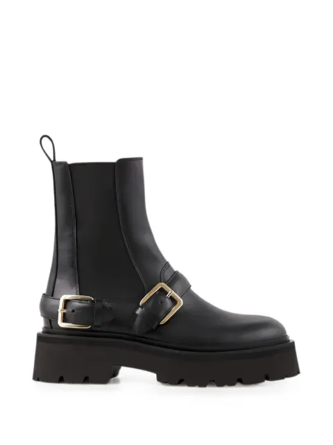 SANDRO buckled glossed-leather Chelsea boots