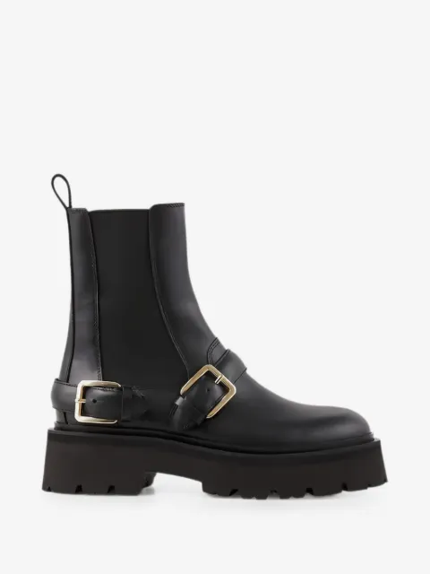SANDRO botas chelsea de piel brillante con hebilla