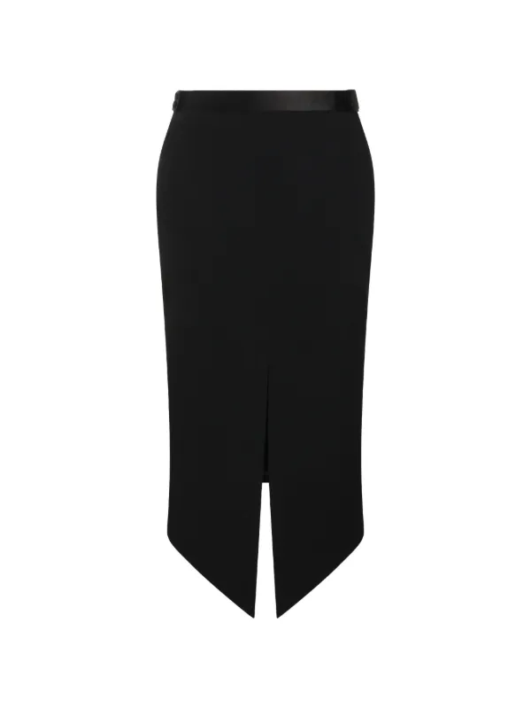 Tom Ford Satin-trim Back-slit Skirt in Black