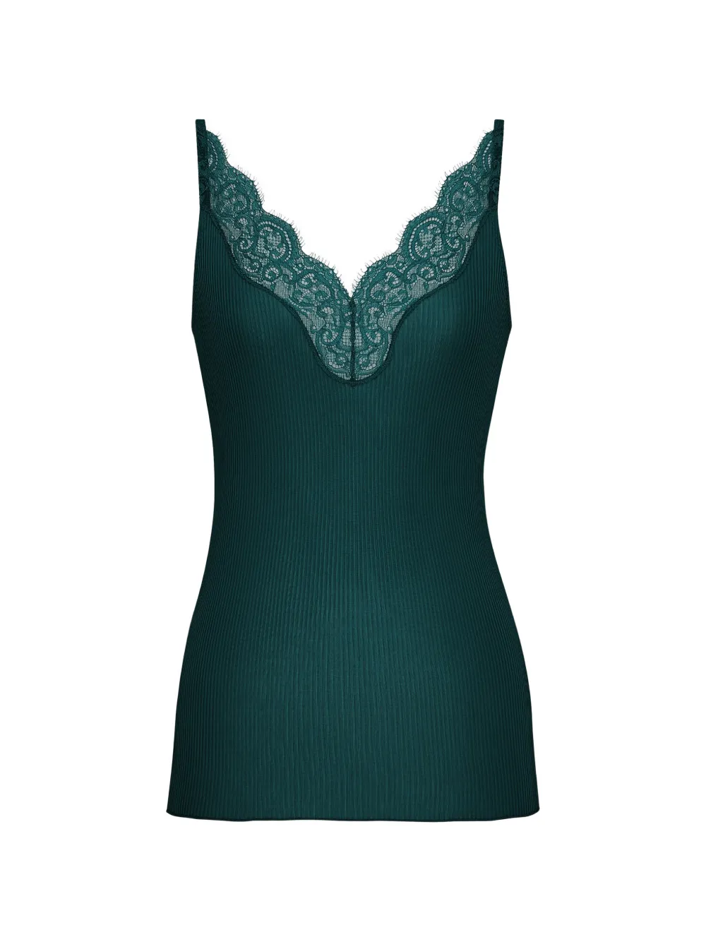 Saint Laurent Geripptes Tanktop aus Seide - Grün