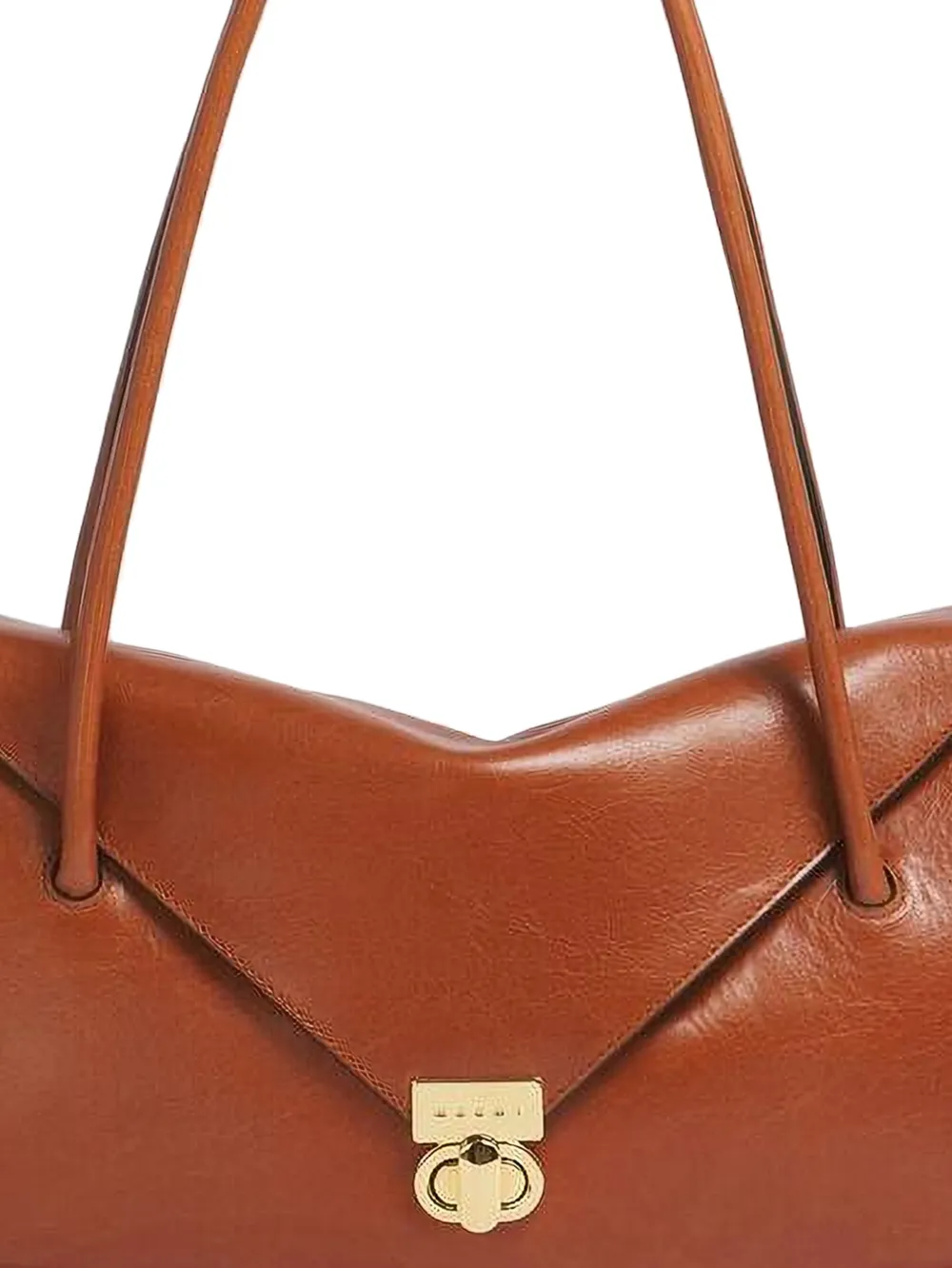 Marni foldover-top leather tote bag Bruin