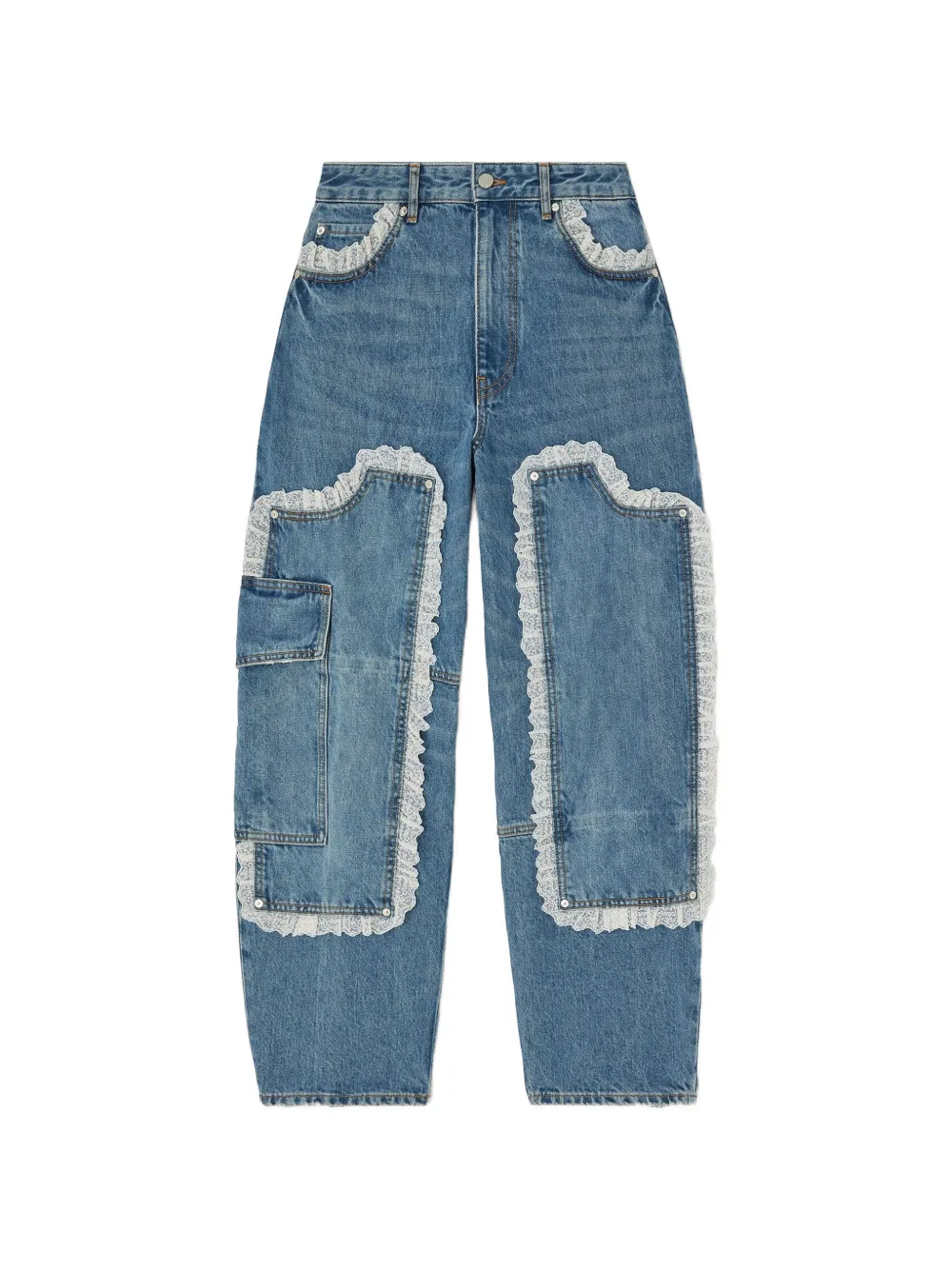 GANNI Audri lace-trim jeans - Blue