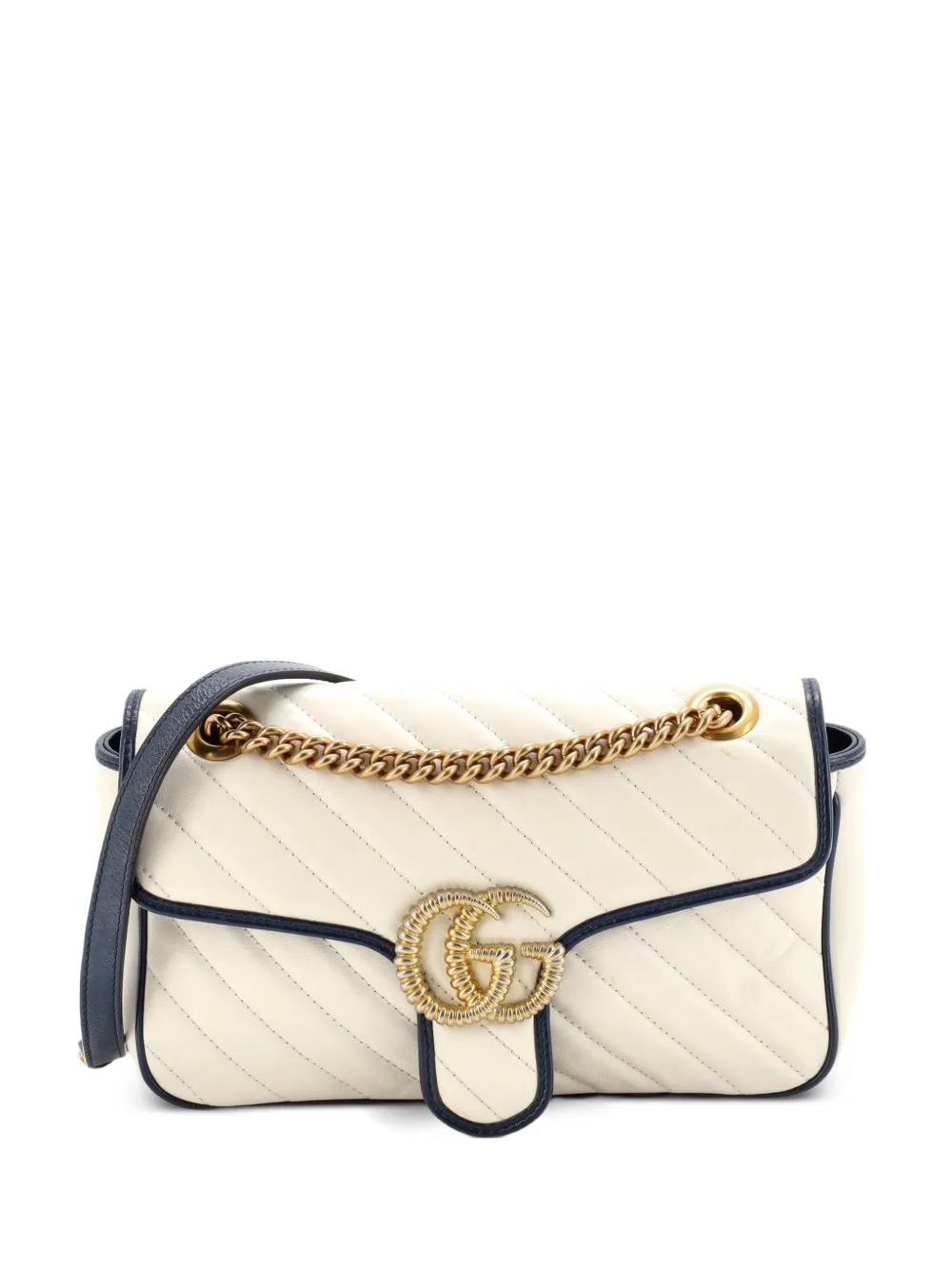 Gucci Pre-Owned GG Marmont Flap Bag Diagonal Quilted Leather Small crossbody bag - Blue