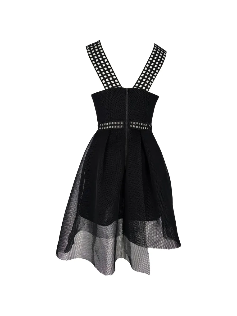 Self-Portrait mesh asymmetric hem dress - Black