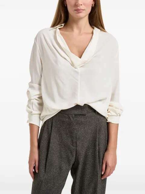 Semicouture butter-colored shawl-neck shirt