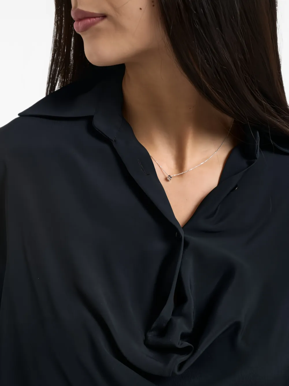 Semicouture draped-detail long-sleeve shirt Zwart