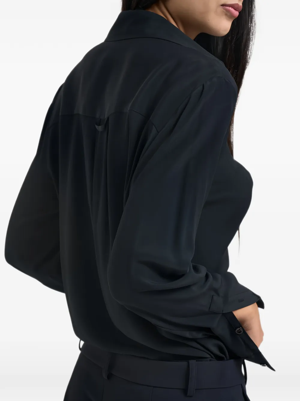 Semicouture draped-detail long-sleeve shirt Zwart