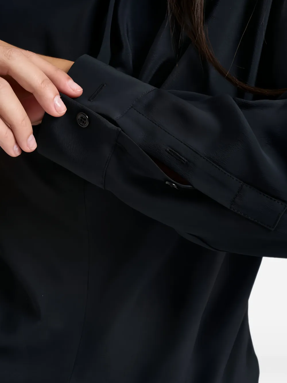 Semicouture draped-detail long-sleeve shirt Zwart
