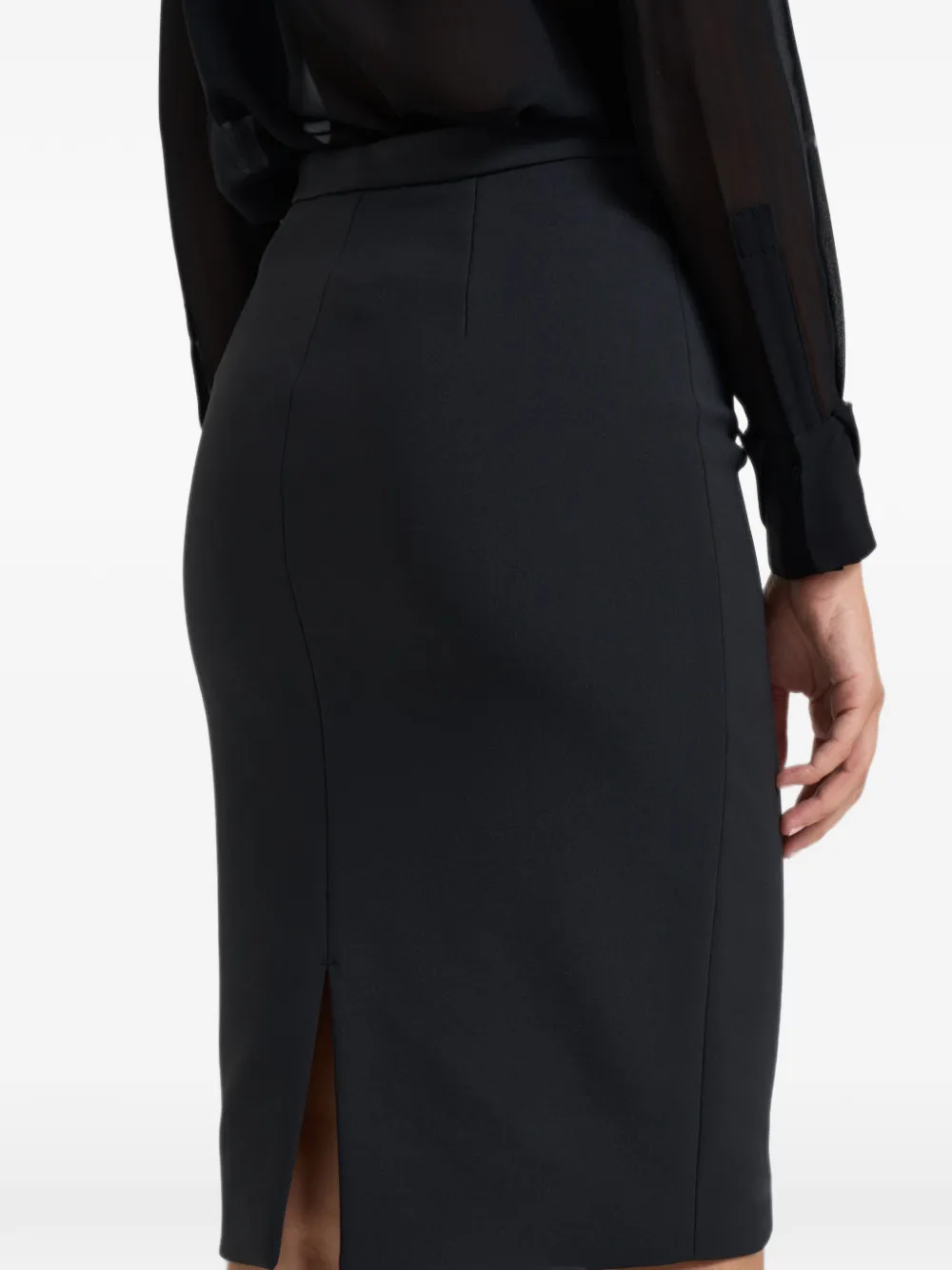 Elisabetta Franchi logo-plaque pencil midi skirt Zwart