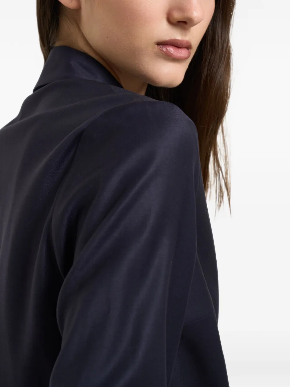 Peserico Blouse met lange mouwen en monili afwerking Blauw