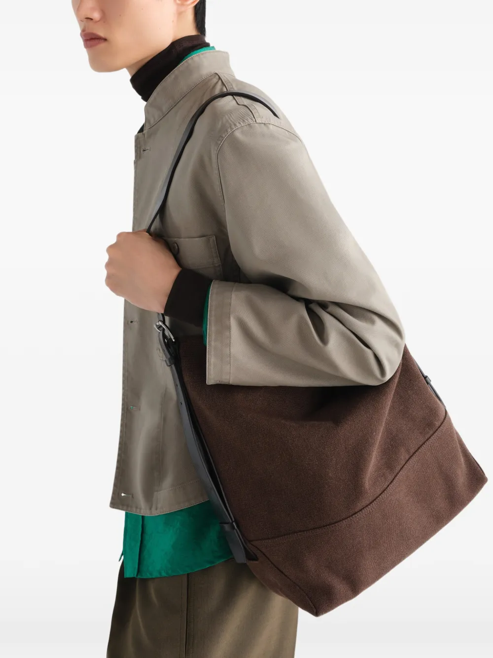 LEMAIRE Katoenen shopper met ceintuur Bruin