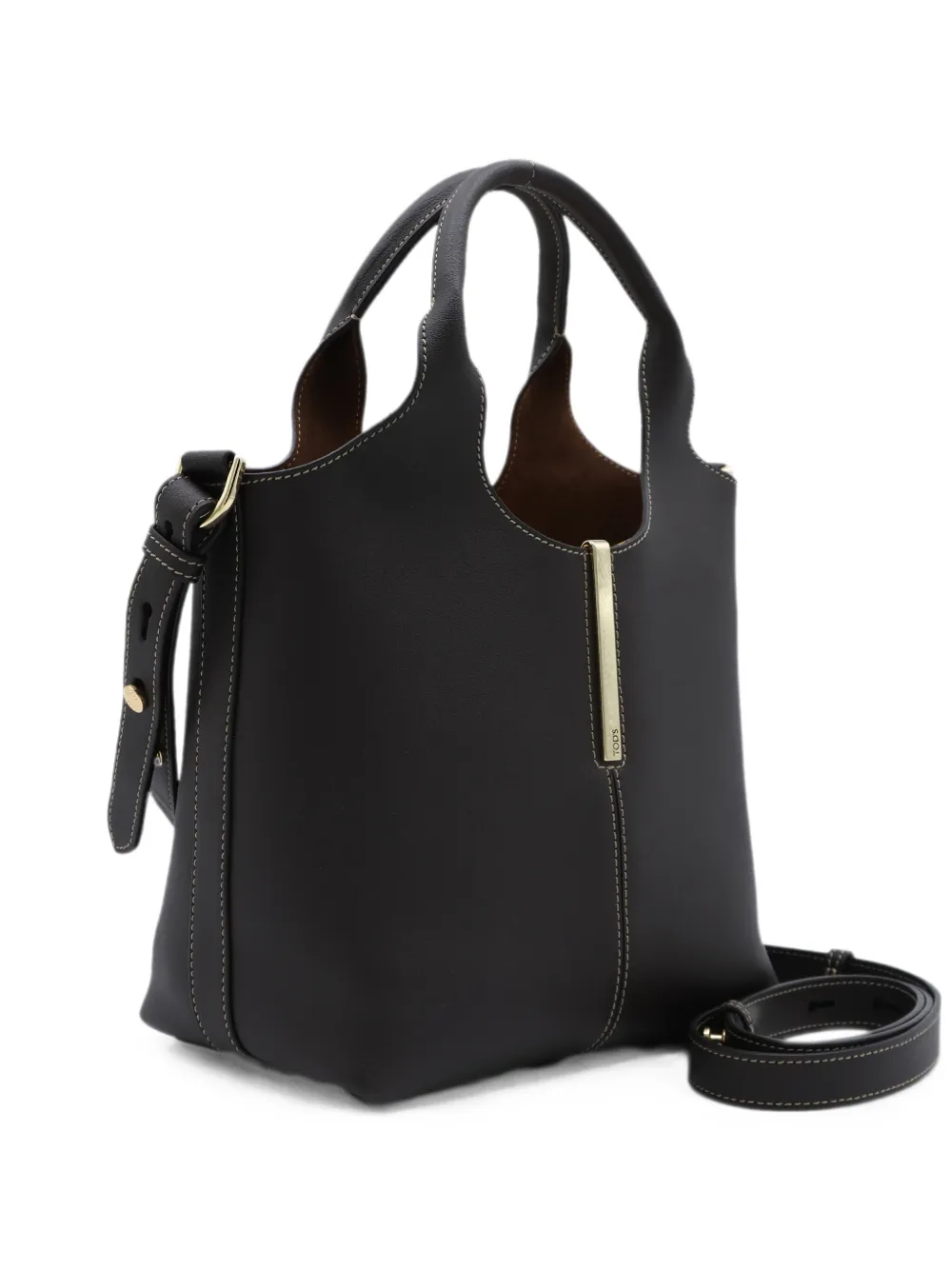 Tod's logo-plaque leather tote bag - Brown