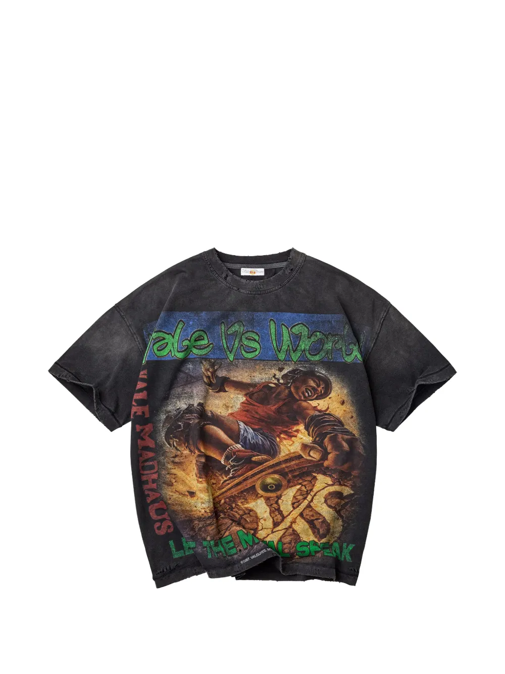 Vale Forever Metal Speaker Distressed T-shirt In 블랙