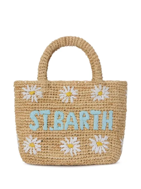 MC2 Saint Barth beach mini raffia bag with embroidered daisies