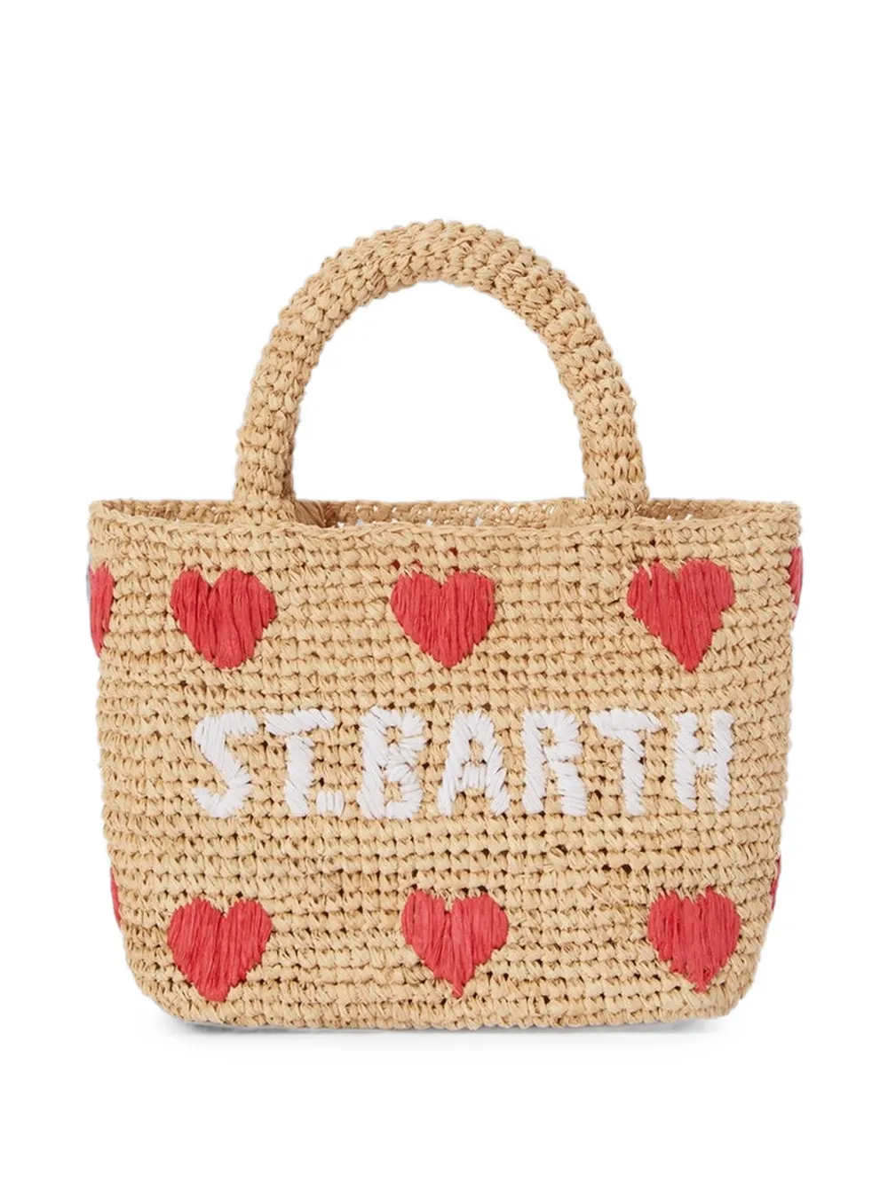 MC2 Saint Barth beach mini Raffia bag with embroidered hearts · OS