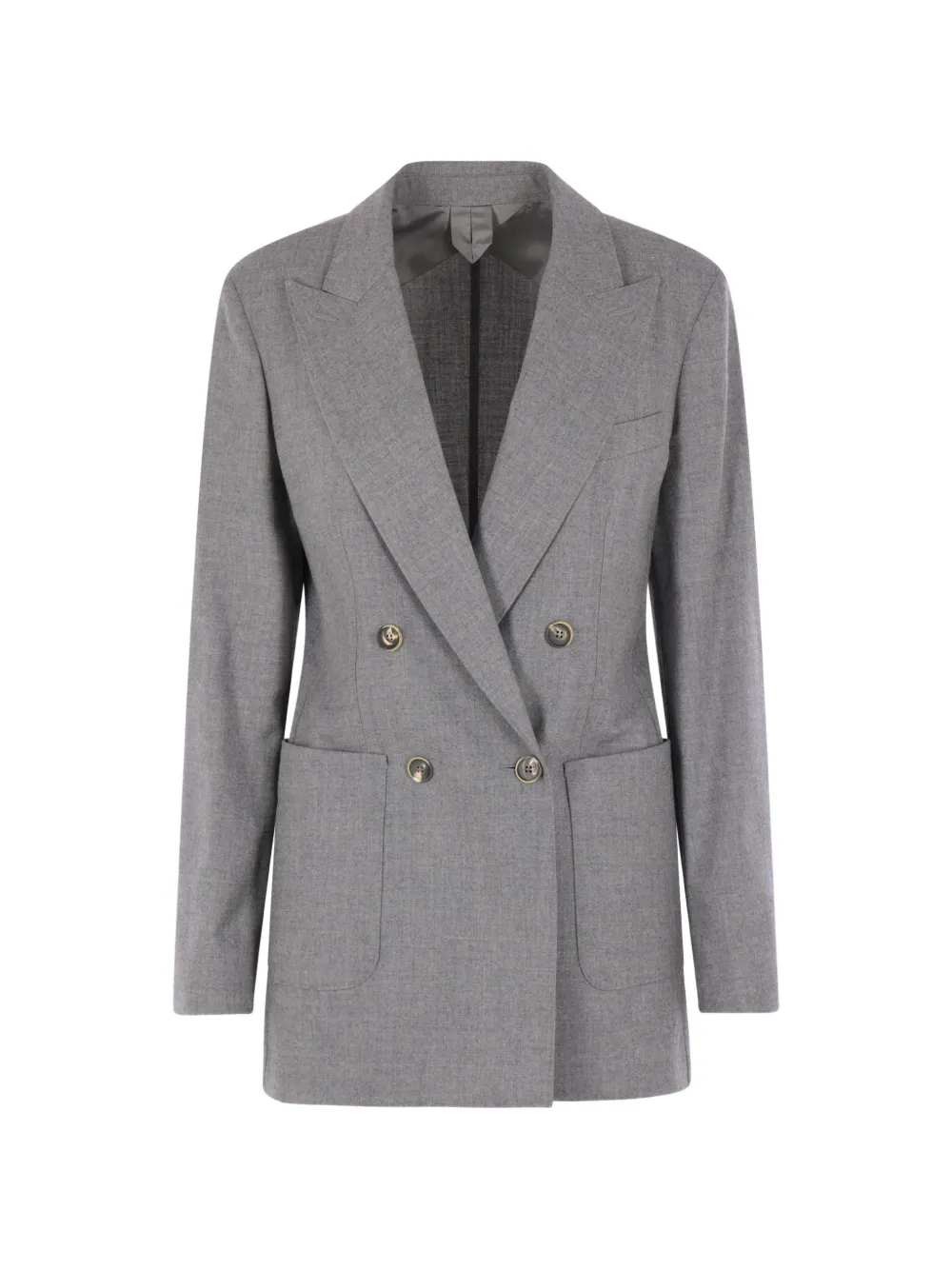 Max Mara Double-breasted Peak-lapels Blazer In Gray