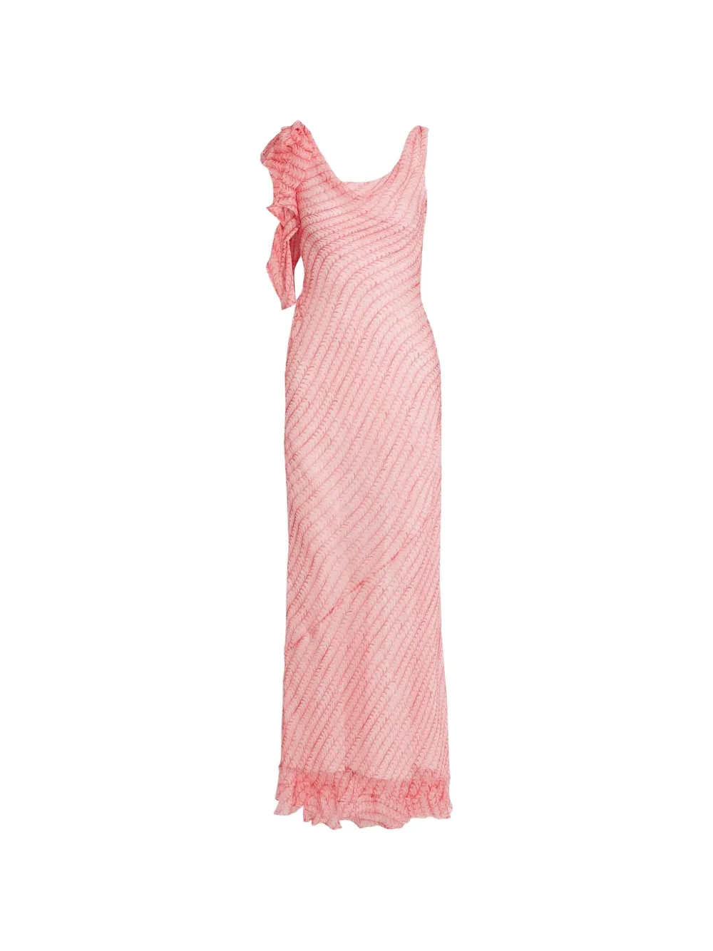 Saloni Asher B ruffled silk-chiffon maxi dress - Pink