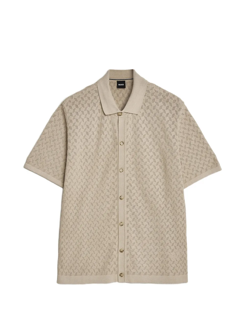 BOSS pointelle-knit short-sleeve jacket - Toni neutri