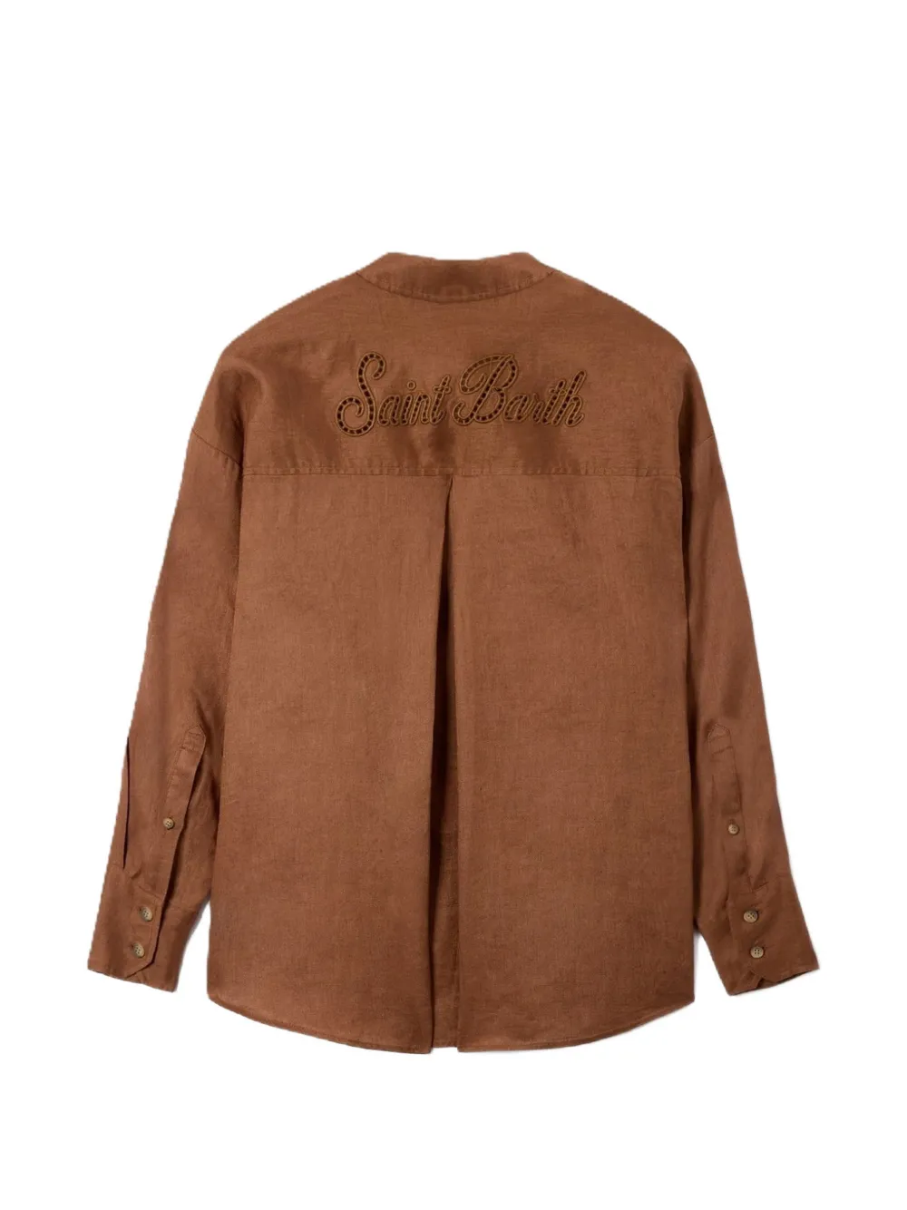 MC2 Saint Barth Linnen blouse met geborduurde geperforeerde details Bruin