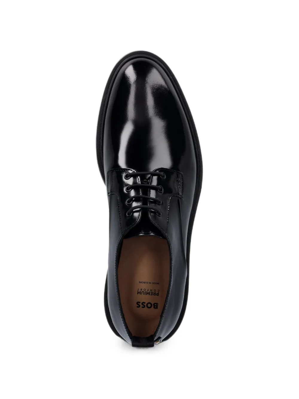 BOSS polished leather derby shoes Zwart