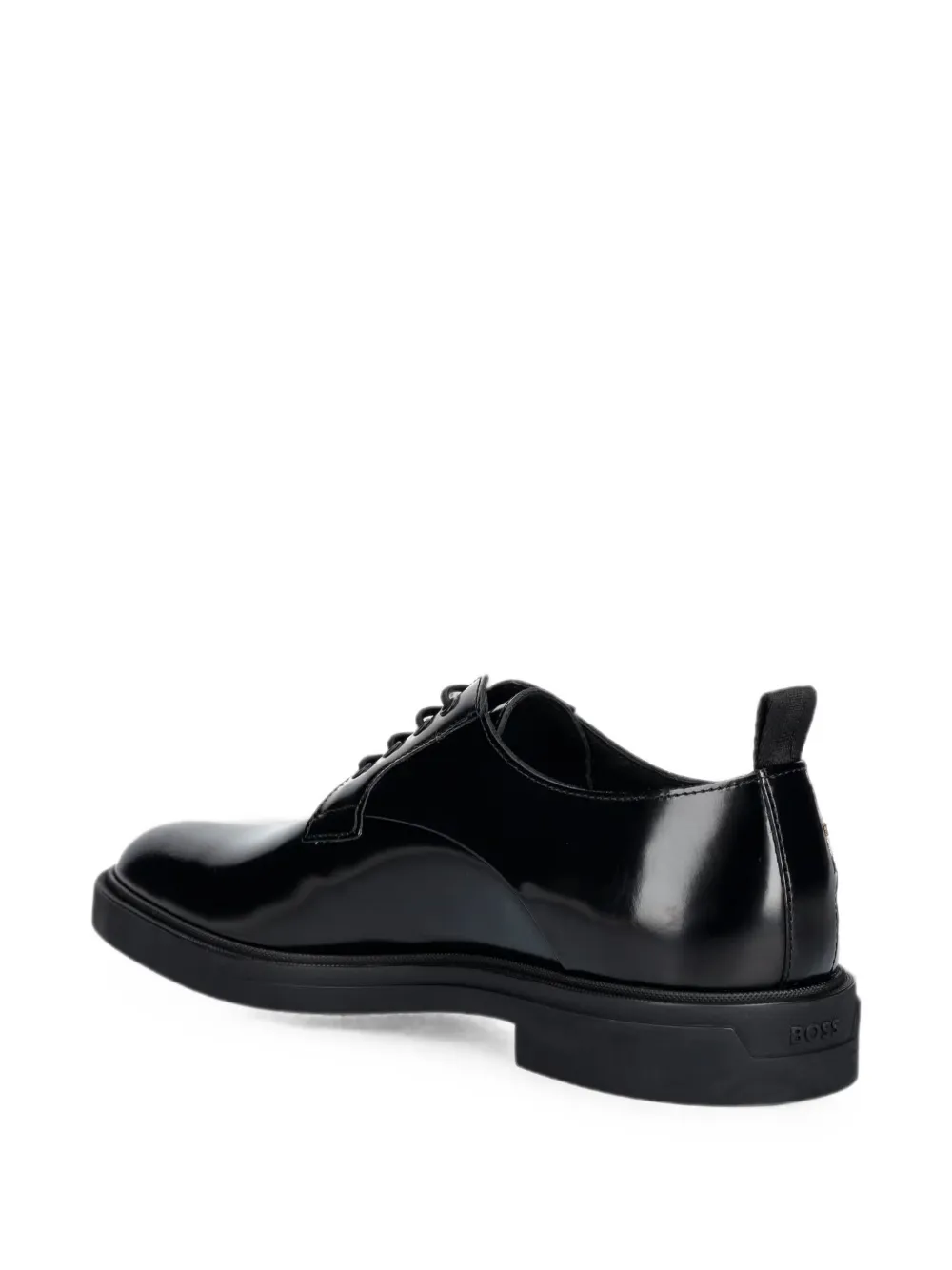 BOSS polished leather derby shoes Zwart