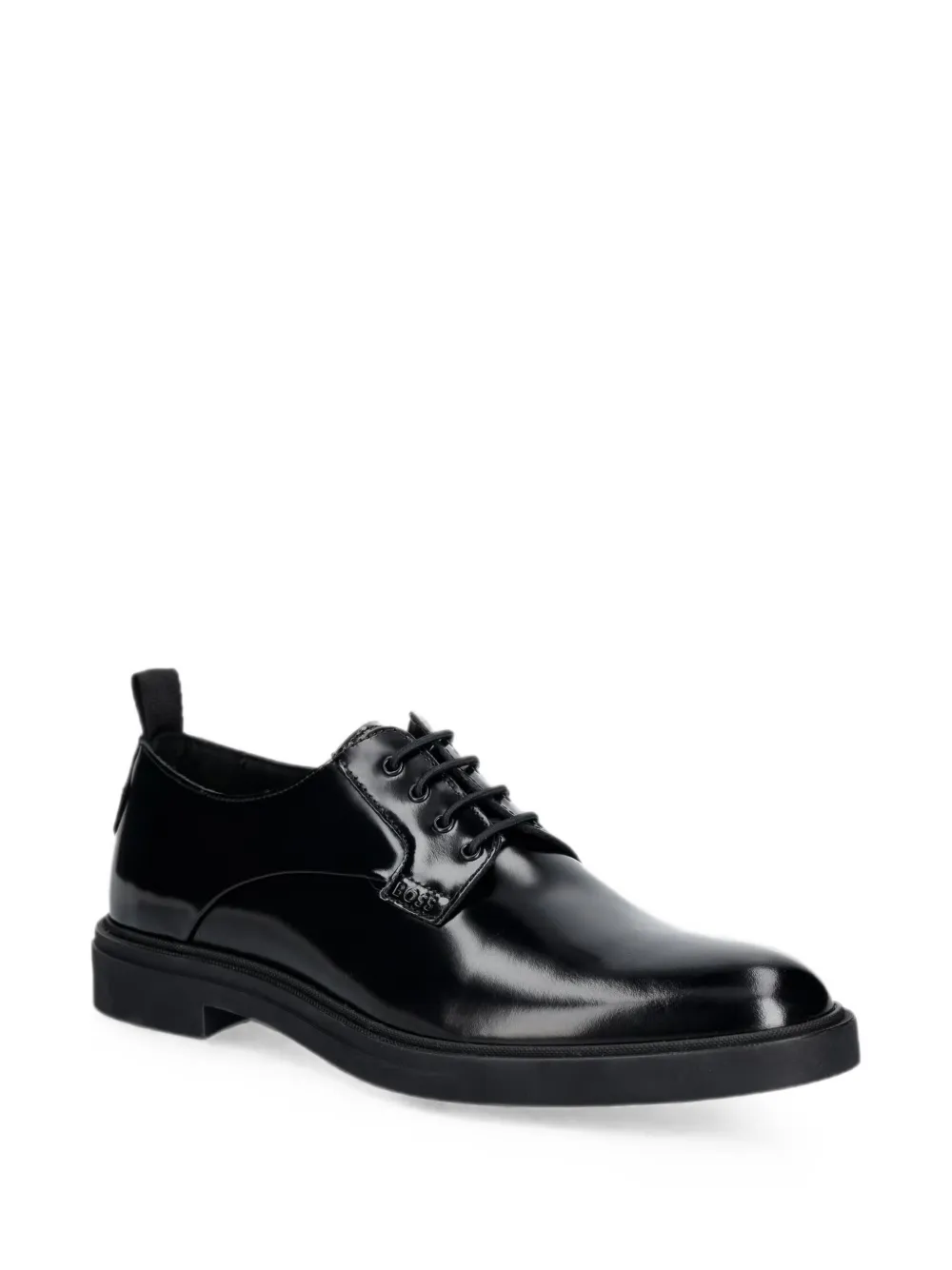 BOSS polished leather derby shoes Zwart