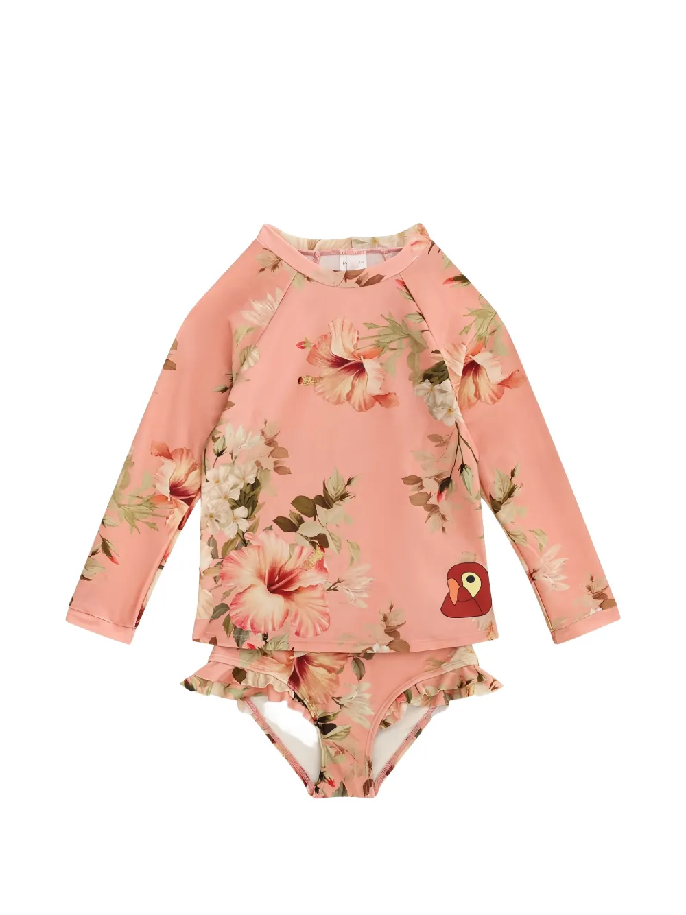 Zimmermann Kids' Mahon Floral-print Ruffled Swim Shirt In 핑크