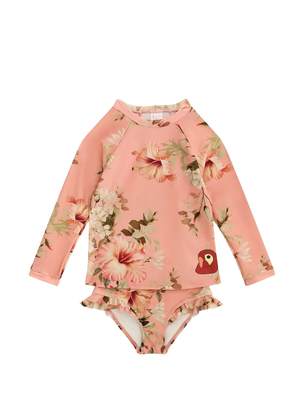 ZIMMERMANN Kids Mahon floral-print ruffled swim shirt - Rosa