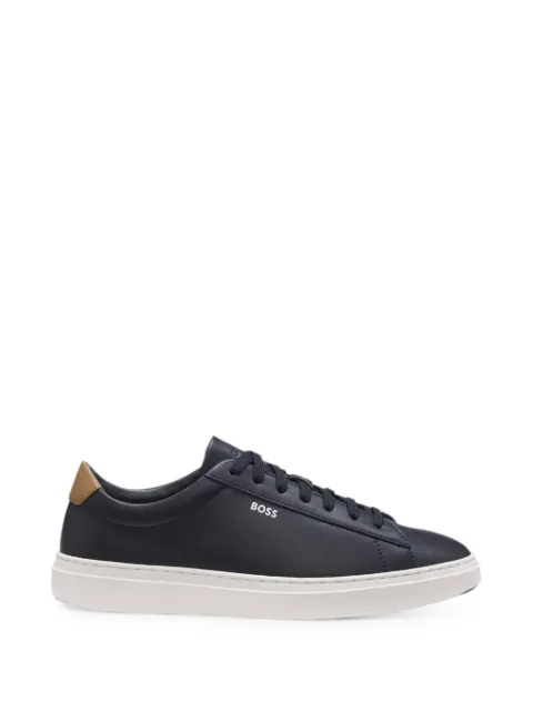 BOSS Kieran cupsole trainers in leather with Signature-stripe stitching