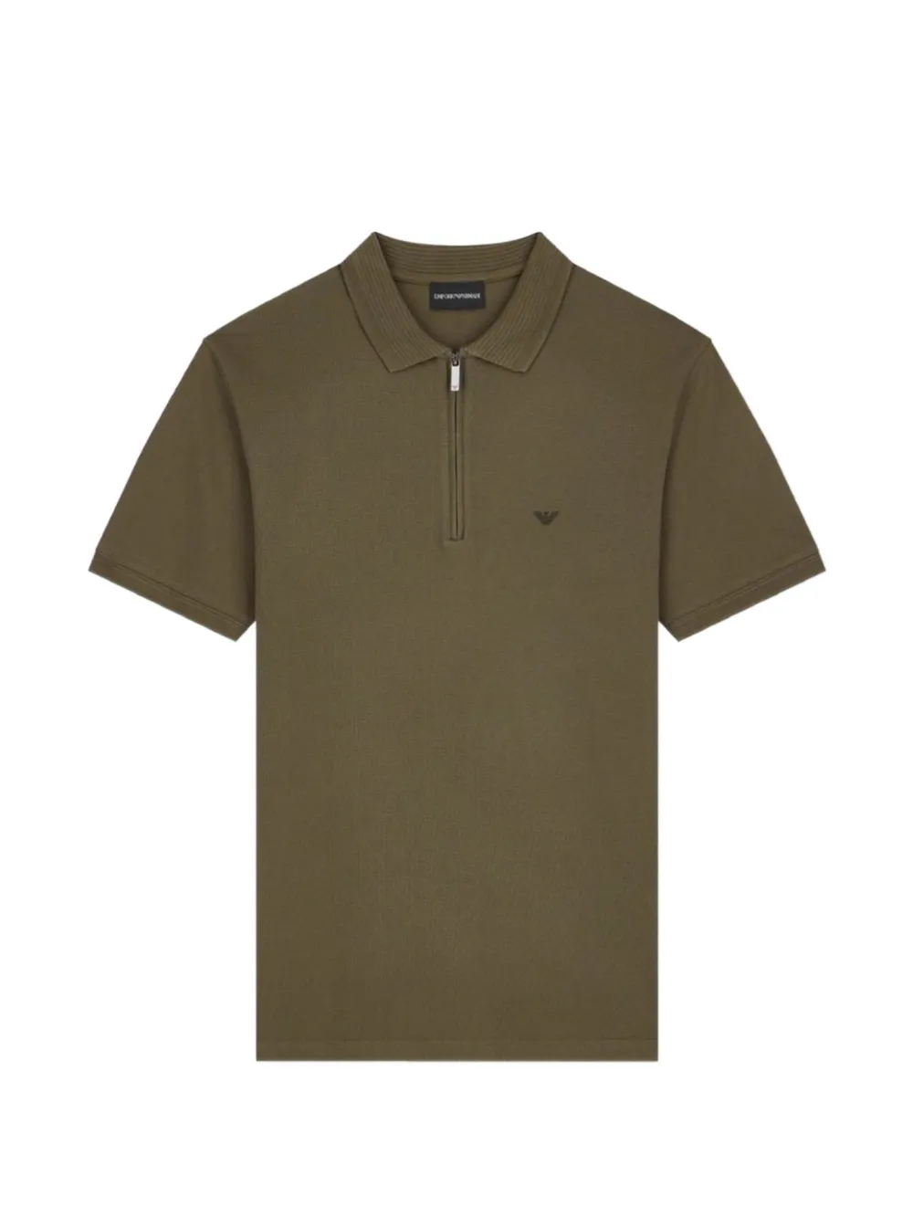 Emporio Armani polo shirt in piqué with partial zip - Verde