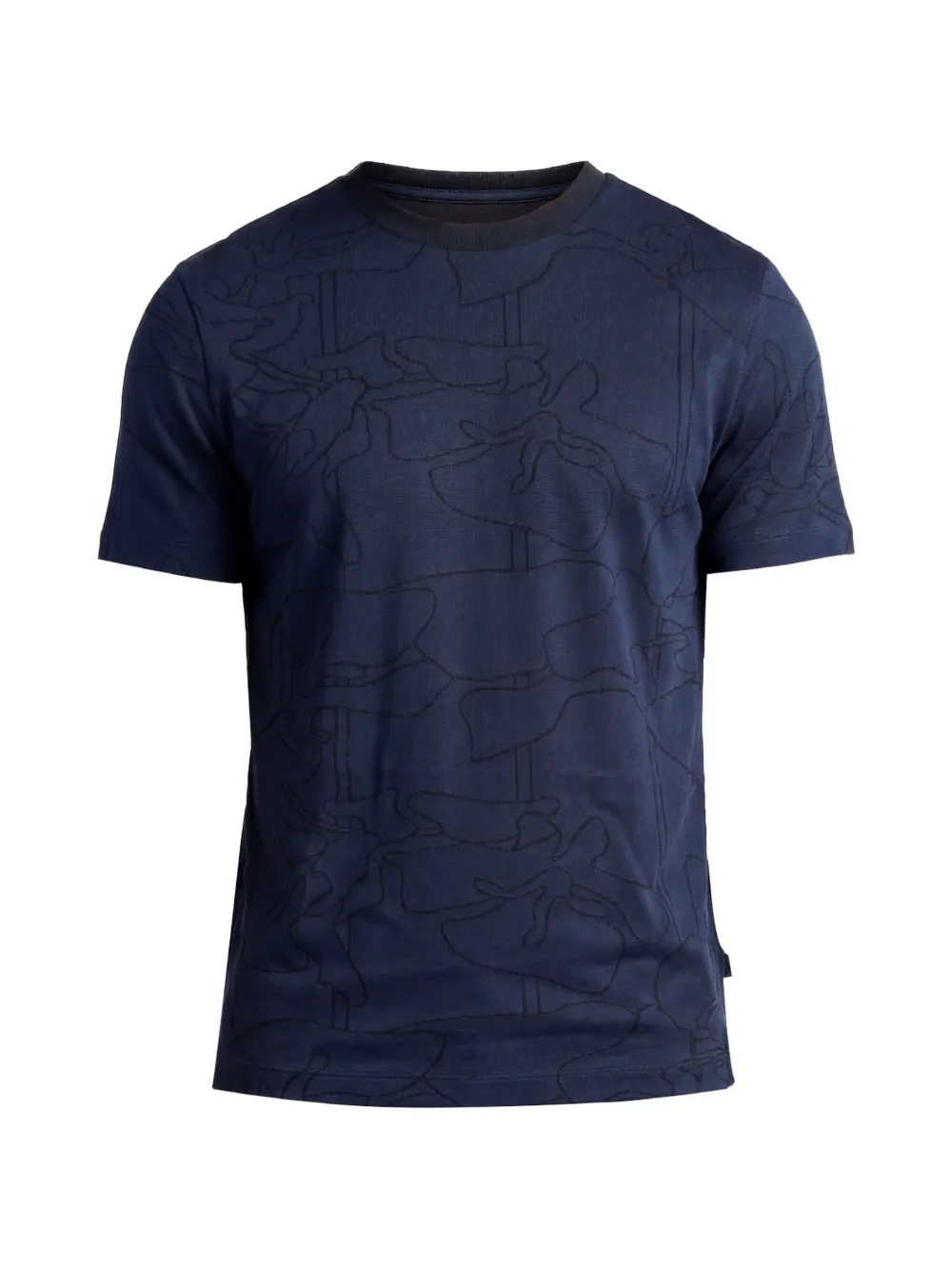 BOSS Thompson cotton T-shirt with jacquard pattern - Blu