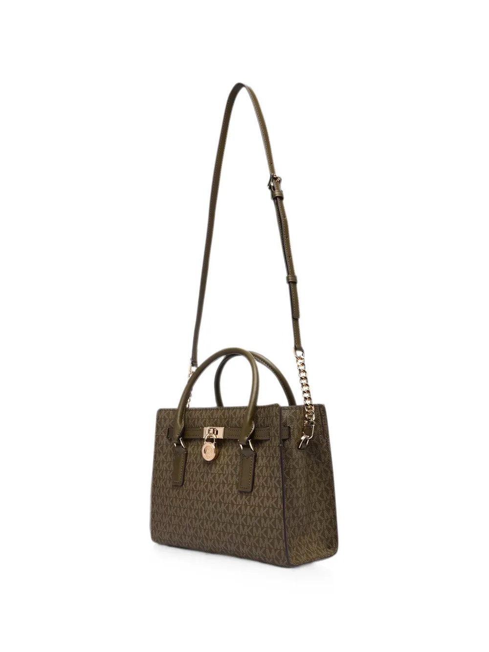 Michael Kors Shopper met hangslotdetail en logo-print Groen