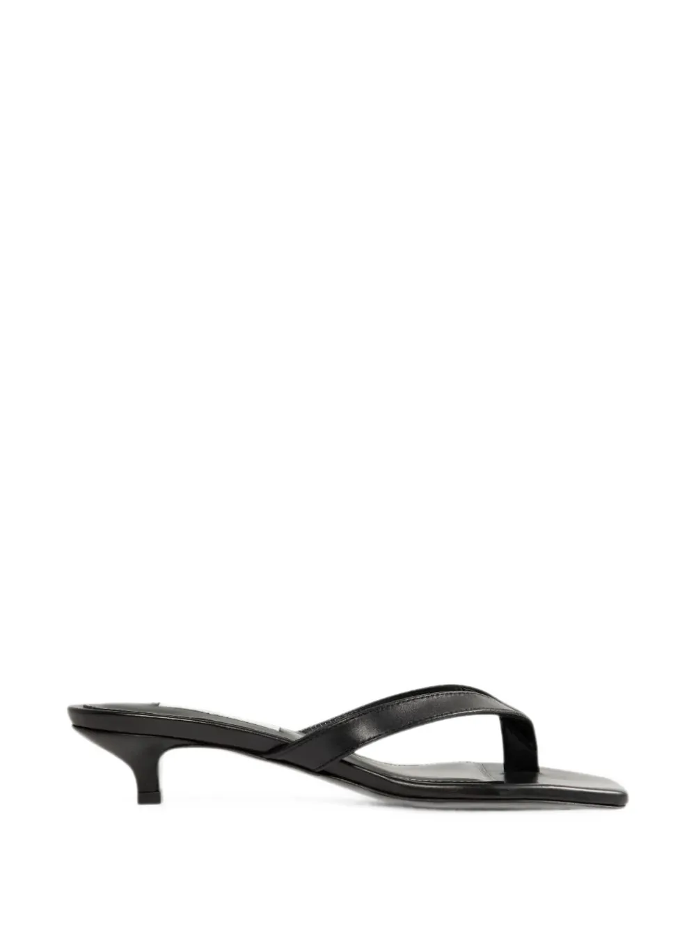 TOTEME leather heeled flip flops black Zwart
