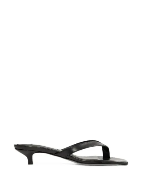 TOTEME leather heeled flip flops black