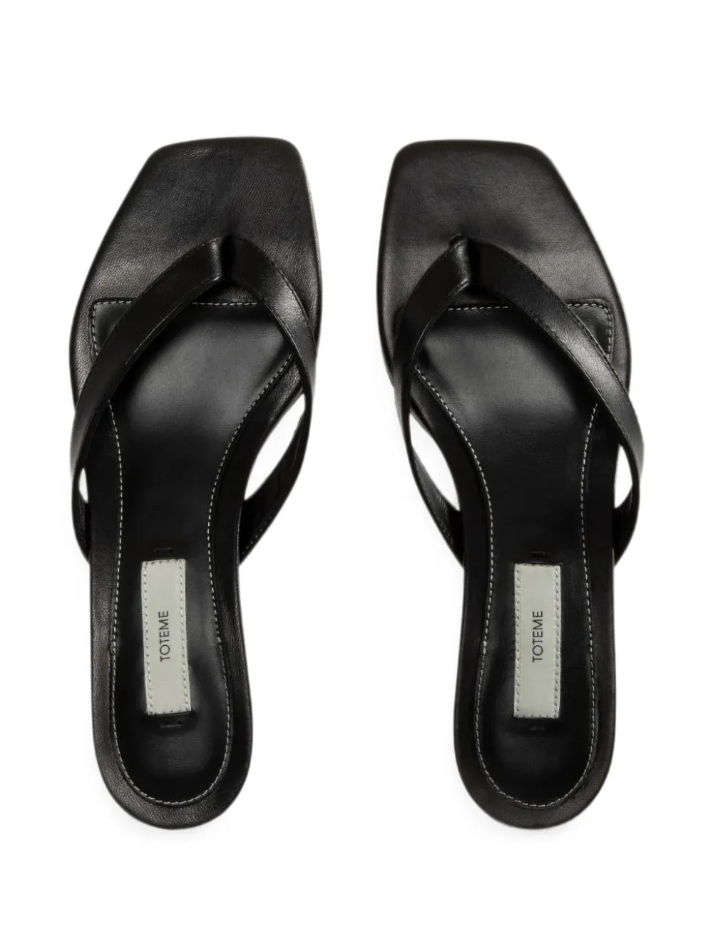 TOTEME leather heeled flip flops black Zwart